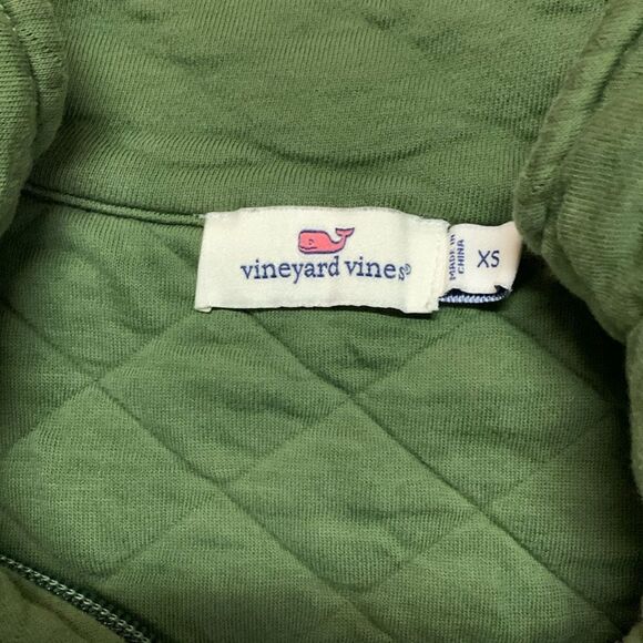 Vineyard Vines Shep Olive Green Quilted 1/2 Zip LS Pullover Sweatshirt Size XS - Picture 8 of 15